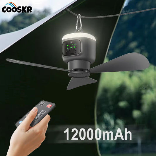 12000mAh camping tent fan with LED light