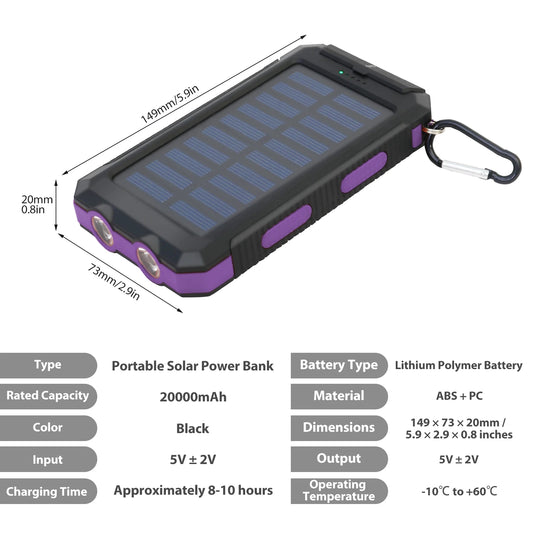 20000Mah Solar Power Bank with Compass