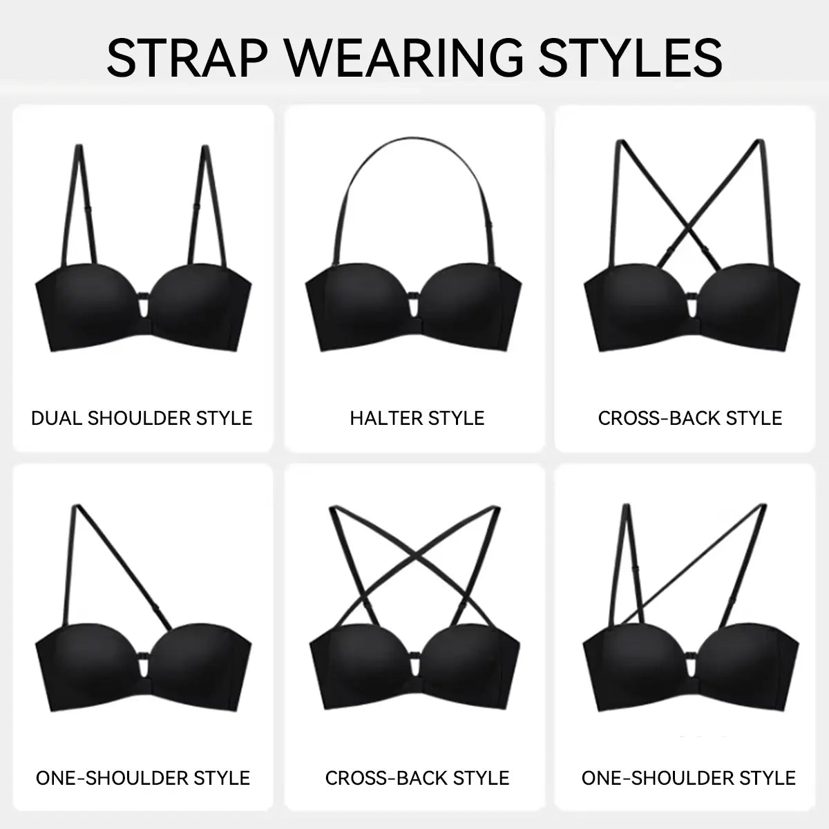 LUCKMEEY Womens Strapless Front Closure Bra Push up Padded Add Cup Non Slip Wireless Supportive Seamless Comfortable Tube Jelly Bra a B C Cup