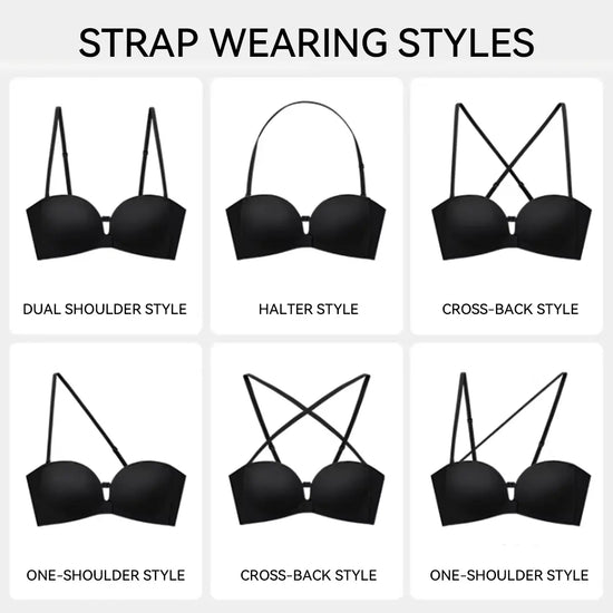 LUCKMEEY Womens Strapless Front Closure Bra Push up Padded Add Cup Non Slip Wireless Supportive Seamless Comfortable Tube Jelly Bra a B C Cup