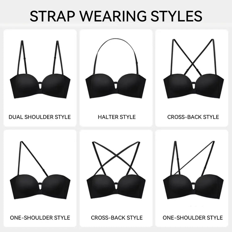 LUCKMEEY Womens Strapless Front Closure Bra Push up Padded Add Cup Non Slip Wireless Supportive Seamless Comfortable Tube Jelly Bra a B C Cup