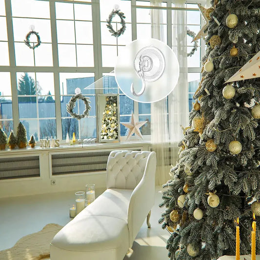 Large clear heavy-duty suction hook for wreaths holding up to 22 lbs, transparent and durable acrylic design