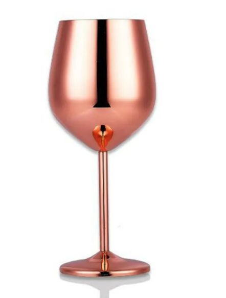 sleek stainless steel wine glass with polished finish for durable and elegant drinkware