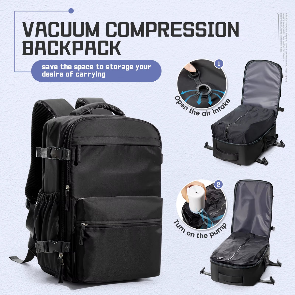 Vacuum Compression Carry-On Laptop Travel Backpack