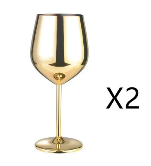 Sleek stainless steel wine glass with polished finish and modern design