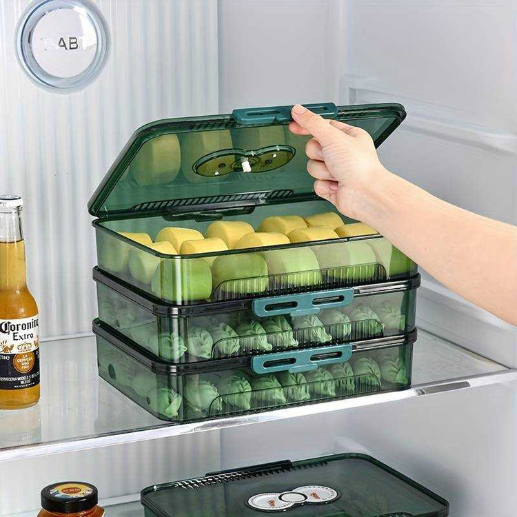 Transparent dumpling storage box with lid for kitchen organization and food freshness