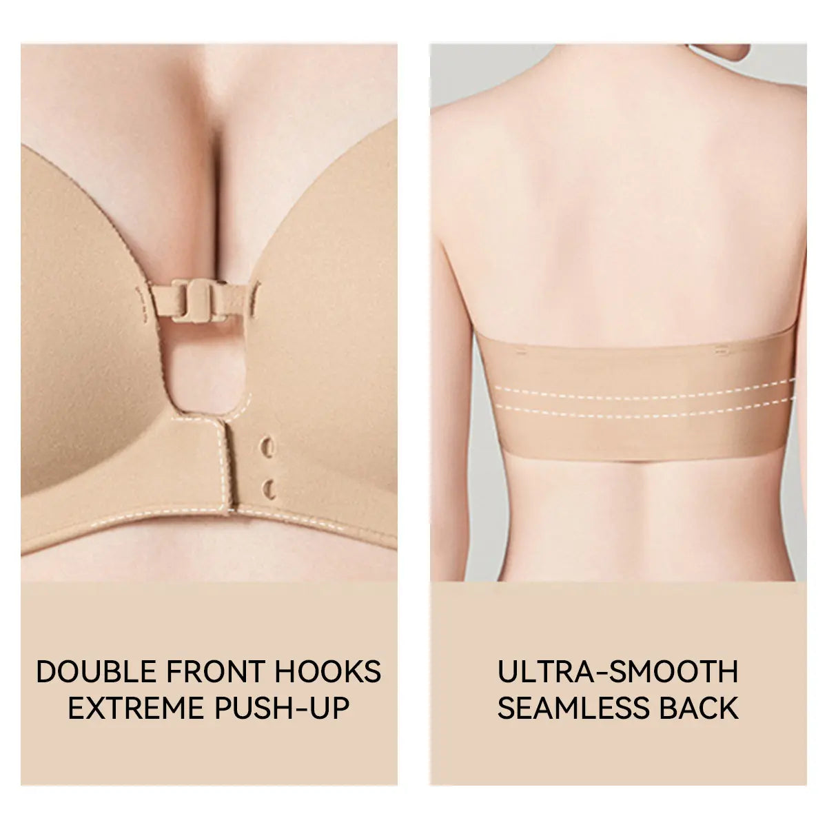 LUCKMEEY Womens Strapless Front Closure Bra Push up Padded Add Cup Non Slip Wireless Supportive Seamless Comfortable Tube Jelly Bra a B C Cup