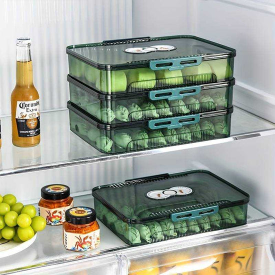 Transparent dumpling storage box with lid for kitchen organization and food freshness