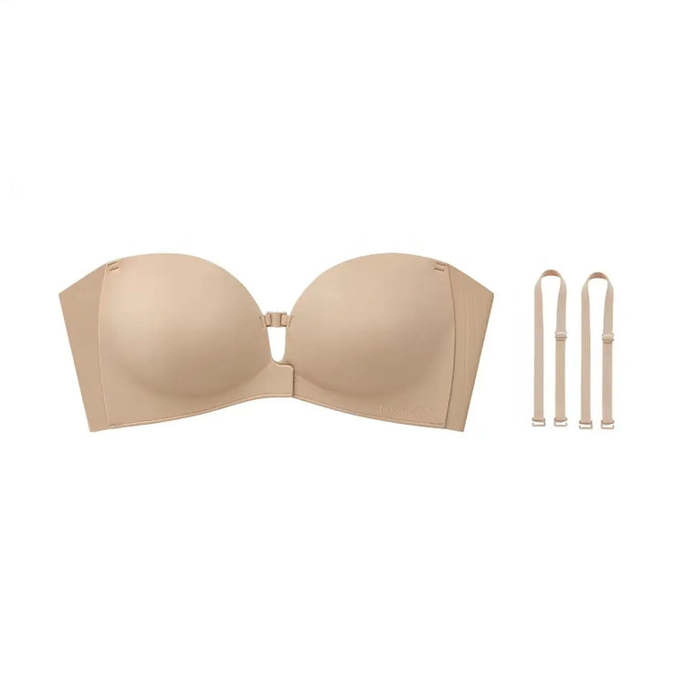 LUCKMEEY Womens Strapless Front Closure Bra Push up Padded Add Cup Non Slip Wireless Supportive Seamless Comfortable Tube Jelly Bra a B C Cup
