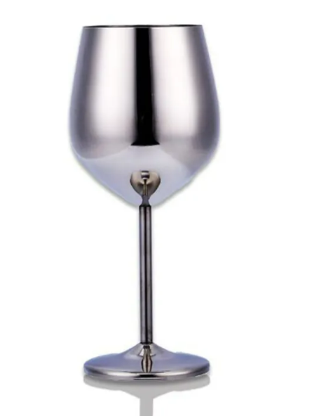 sleek stainless steel wine glass with polished finish for durable, elegant drinking experience