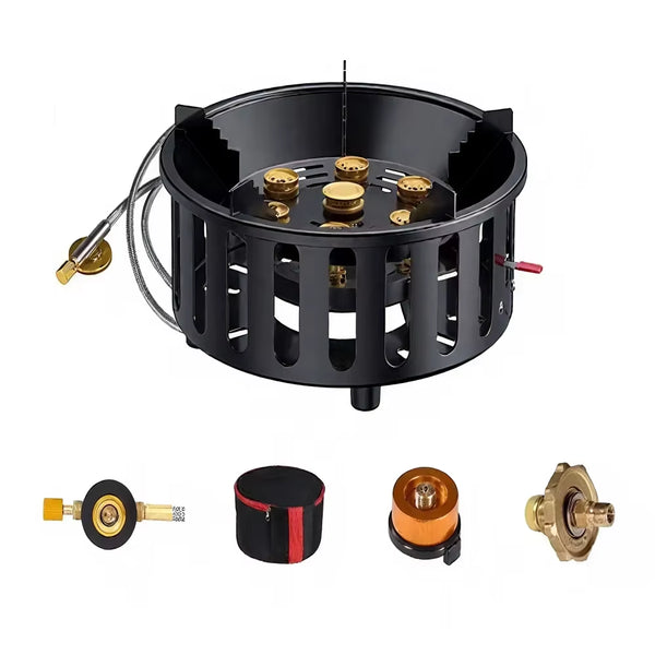 7-Core High-Power Camping Gas Stove – Foldable with Electric Ignition