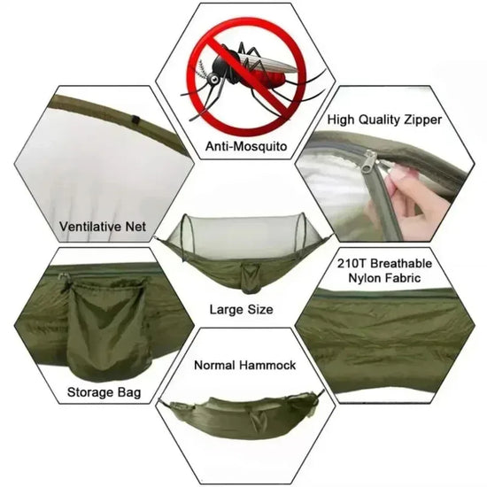Portable Parachute Camping Hammock with Mosquito Net