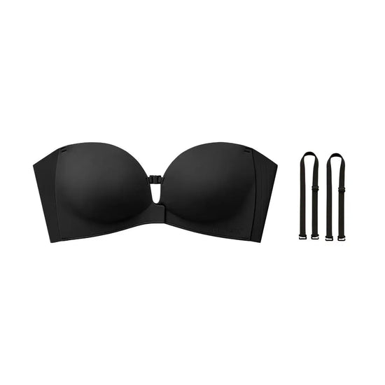 LUCKMEEY Womens Strapless Front Closure Bra Push up Padded Add Cup Non Slip Wireless Supportive Seamless Comfortable Tube Jelly Bra a B C Cup