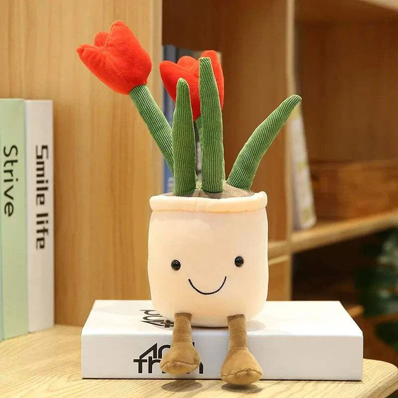 Nature-inspired smiling tulip plush toy