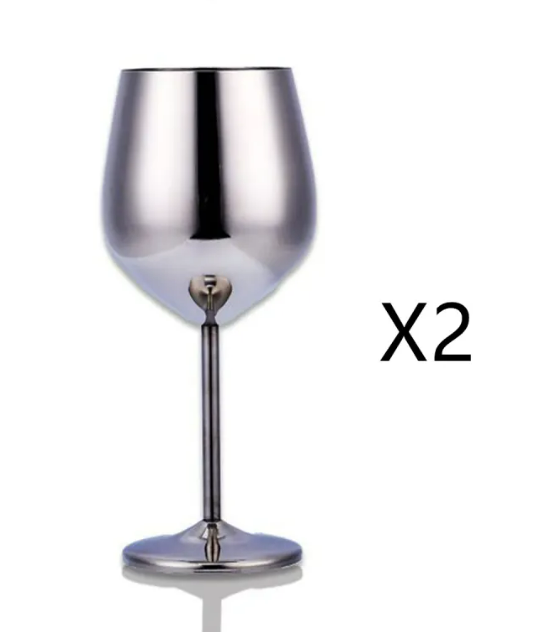 sleek stainless steel wine glass with polished finish for durable and elegant wine drinking experience