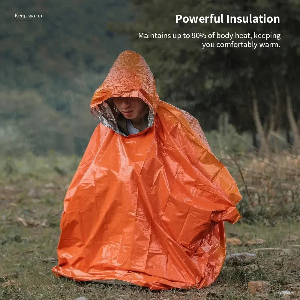 Emergency Thermal Poncho Blanket
