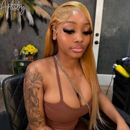Tuneful Honey Blonde 13X6 HD Transparent Lace Front Wig Human Hair Pre Plucked Honey Blonde Wig Human Hair 180% Density Lace Frontal Wigs Colored 27#