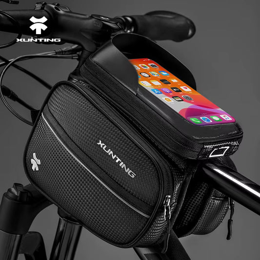 XUNTING Rainproof Bike Top Tube Phone Bag