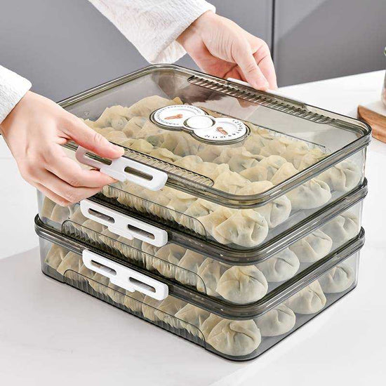 Transparent dumpling storage box with lid for kitchen organization and food freshness