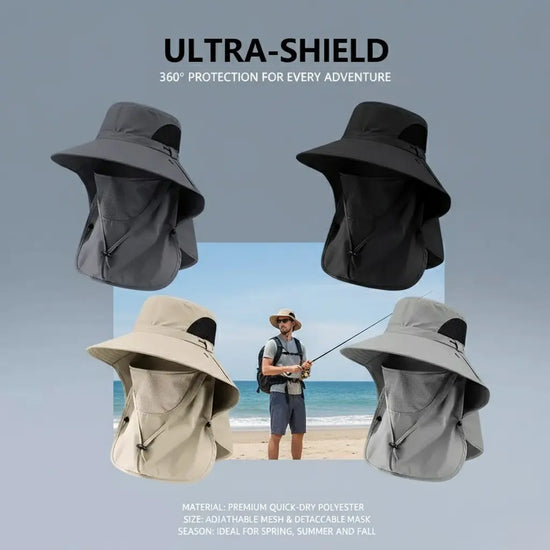 Spring/Summer Fisherman'S Hat Detachable Outdoor Fishing Face Covering Neck Protection Sun Hat