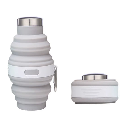 Collapsible silicone water bottle with carabiner