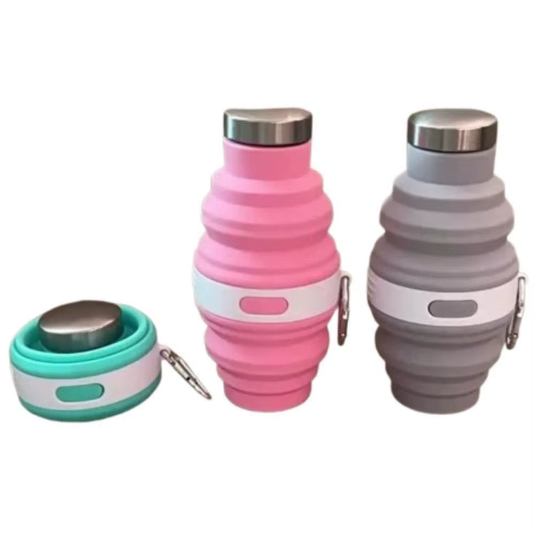 Collapsible silicone water bottle with carabiner, photo 4