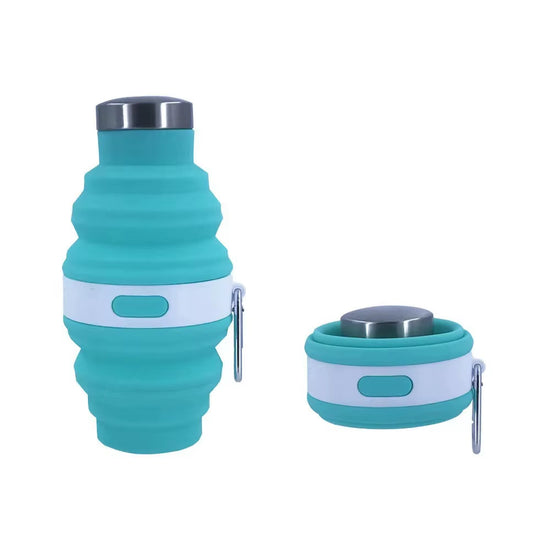 Collapsible silicone water bottle with carabiner, photo 5