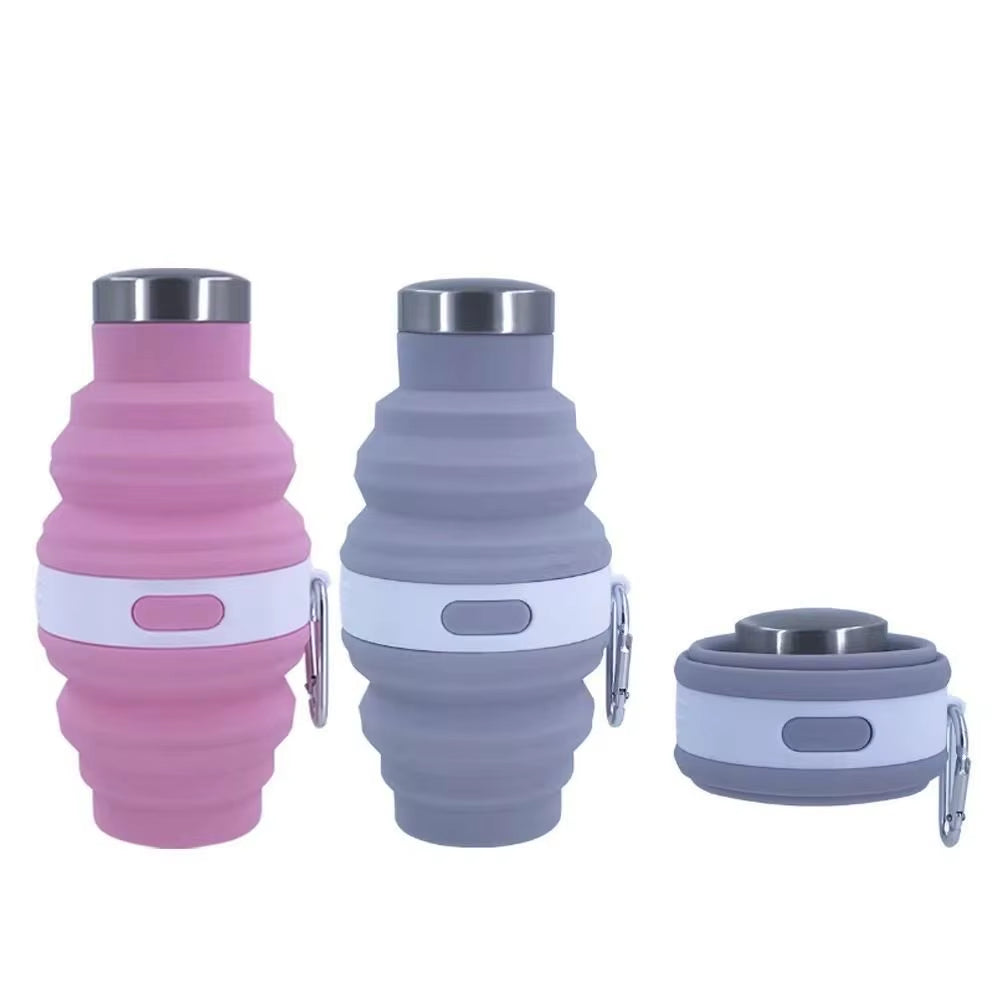 Collapsible silicone water bottle with carabiner, photo 6