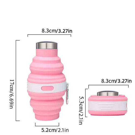 Collapsible silicone water bottle with carabiner, photo 7