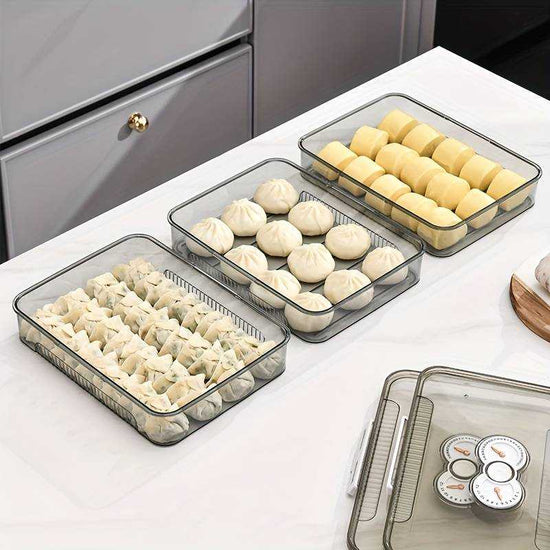 Transparent dumpling storage box with lid for kitchen organization and food freshness