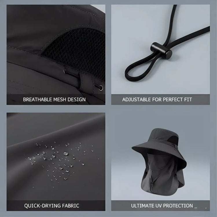 Spring/Summer Fisherman'S Hat Detachable Outdoor Fishing Face Covering Neck Protection Sun Hat