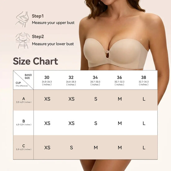 LUCKMEEY Womens Strapless Front Closure Bra Push up Padded Add Cup Non Slip Wireless Supportive Seamless Comfortable Tube Jelly Bra a B C Cup