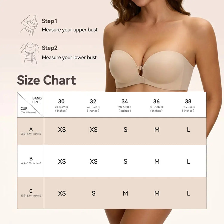 LUCKMEEY Womens Strapless Front Closure Bra Push up Padded Add Cup Non Slip Wireless Supportive Seamless Comfortable Tube Jelly Bra a B C Cup