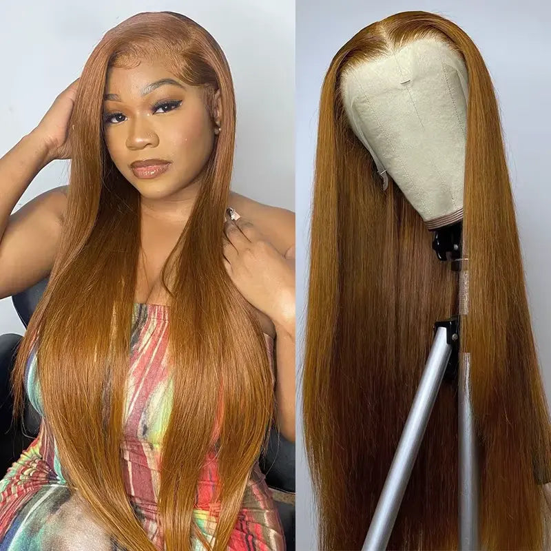 Tuneful Honey Blonde 13X6 HD Transparent Lace Front Wig Human Hair Pre Plucked Honey Blonde Wig Human Hair 180% Density Lace Frontal Wigs Colored 27#