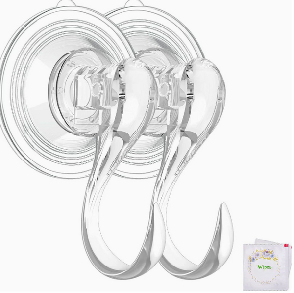 Heavy-Duty Suction Hooks – Clear 22 lb Wreath Hangers, 2 or 4 Pack