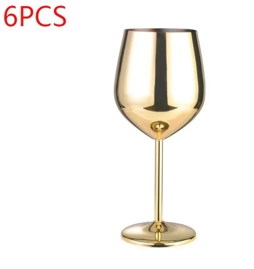 Sleek stainless steel wine glass with polished finish for durable, elegant wine drinking experience