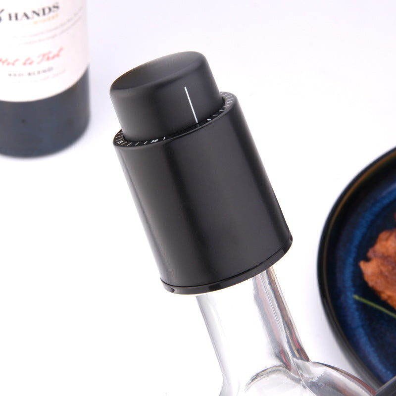 Creative Wine Stopper stainless steel black sleek airtight wine bottle seal with top scale display