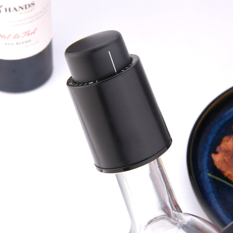Creative Wine Stopper stainless steel black sleek airtight wine bottle seal with top scale display