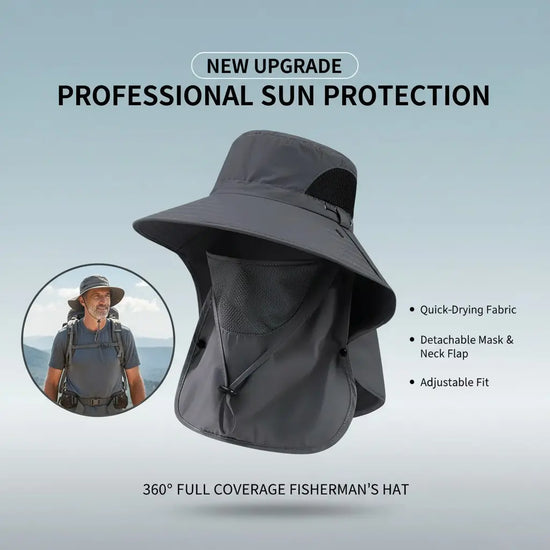 Spring/Summer Fisherman'S Hat Detachable Outdoor Fishing Face Covering Neck Protection Sun Hat