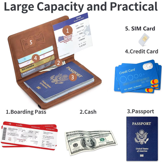 RFID-blocking PU leather passport holder wallet, photo 3
